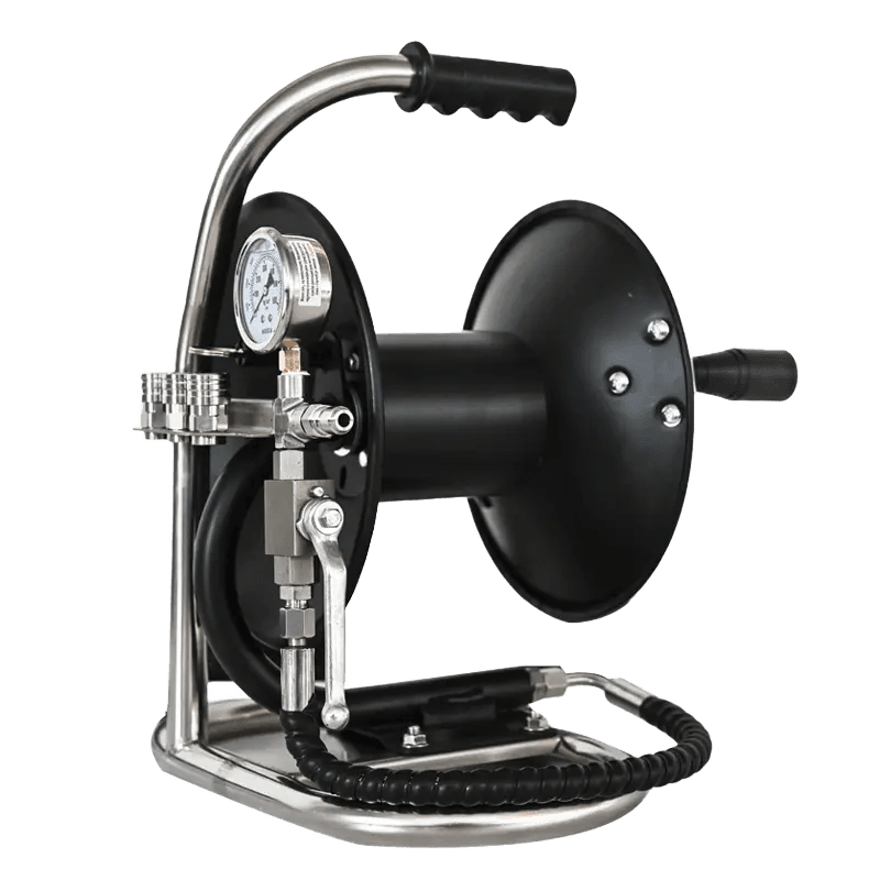 Ручная катушка для шланга AMJET (210 бар, резьба 1/4", нержавеющая сталь)