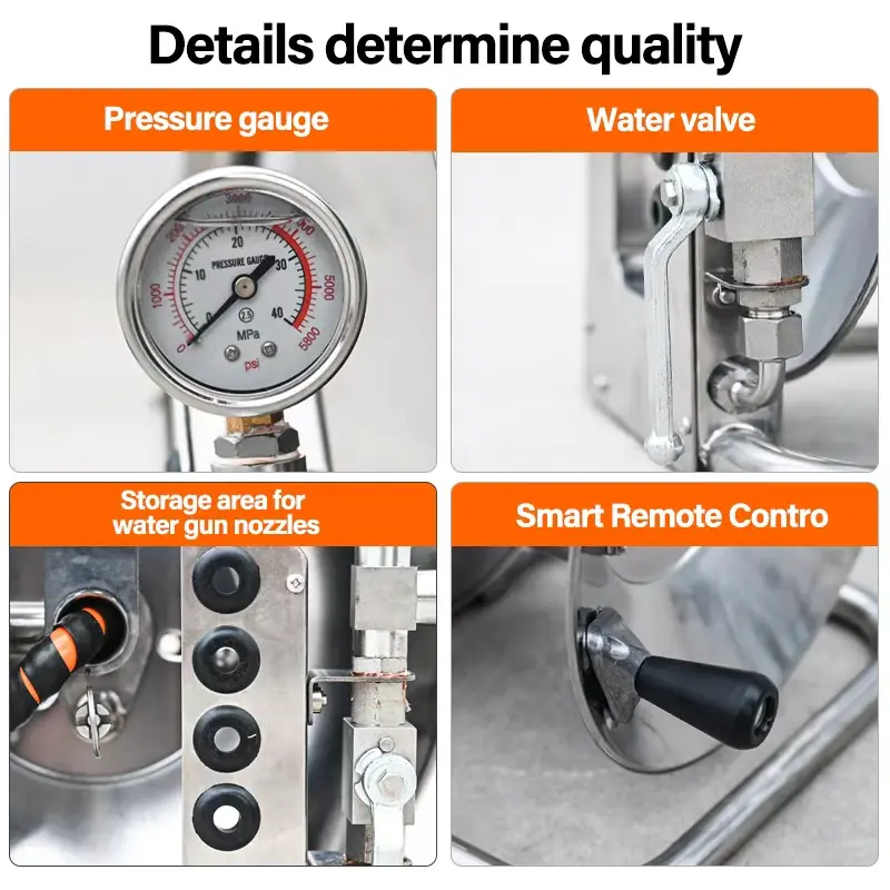 Катушка для шланга AMJET R2 Mini Jetter (350 бар, 15–50 л/мин, нержавеющая сталь 304) — фото 2